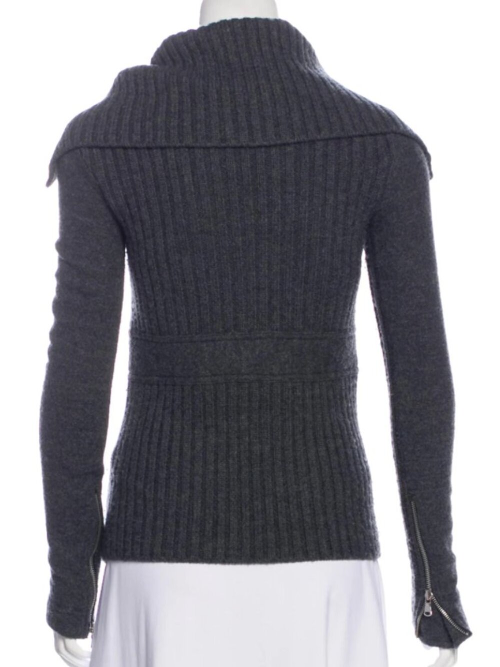 Marc Jacobs Gray Boiled Wool Turtleneck Cardigan Zip Up XS - Picture 3 of 4